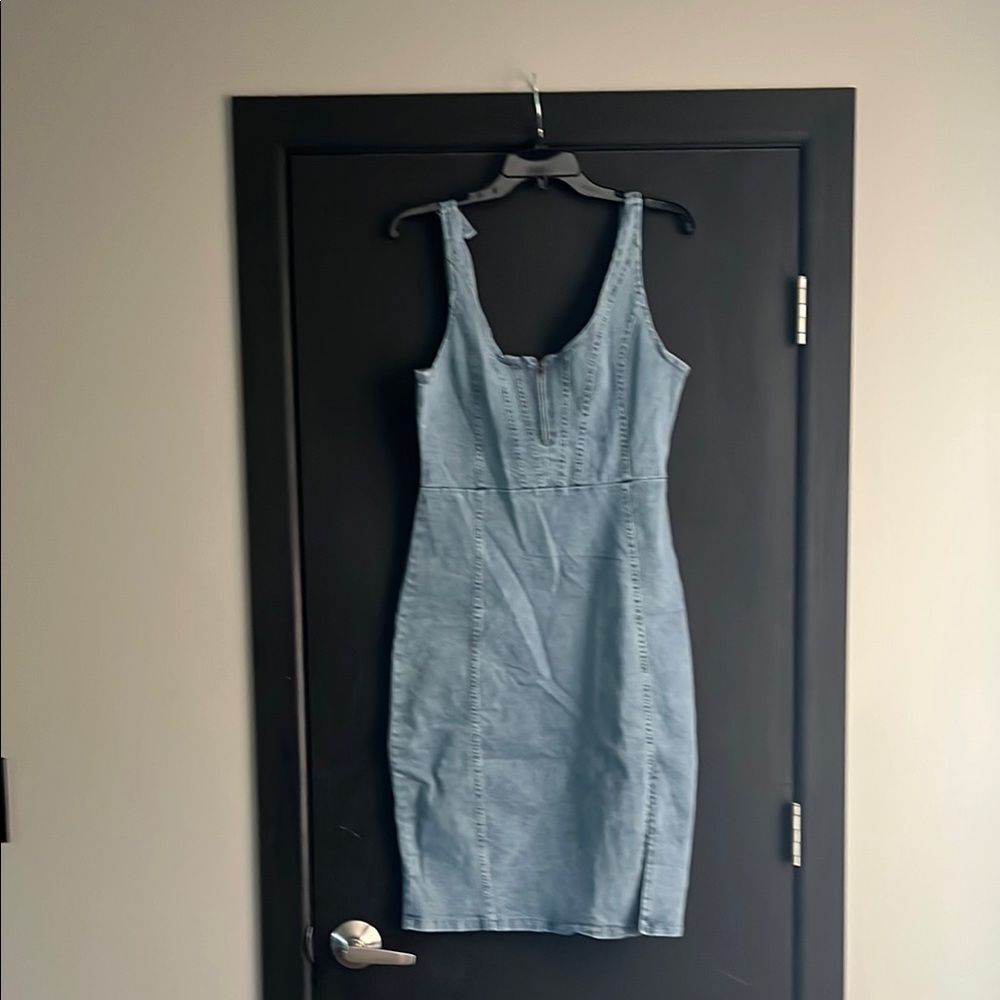 SHEIN Denim Scoop Neck Bodycon Mini Dress